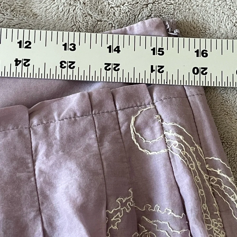 Talbots Lavender Paisley Embroidered Pleated Cotton Lined Full Skirt Size 8P